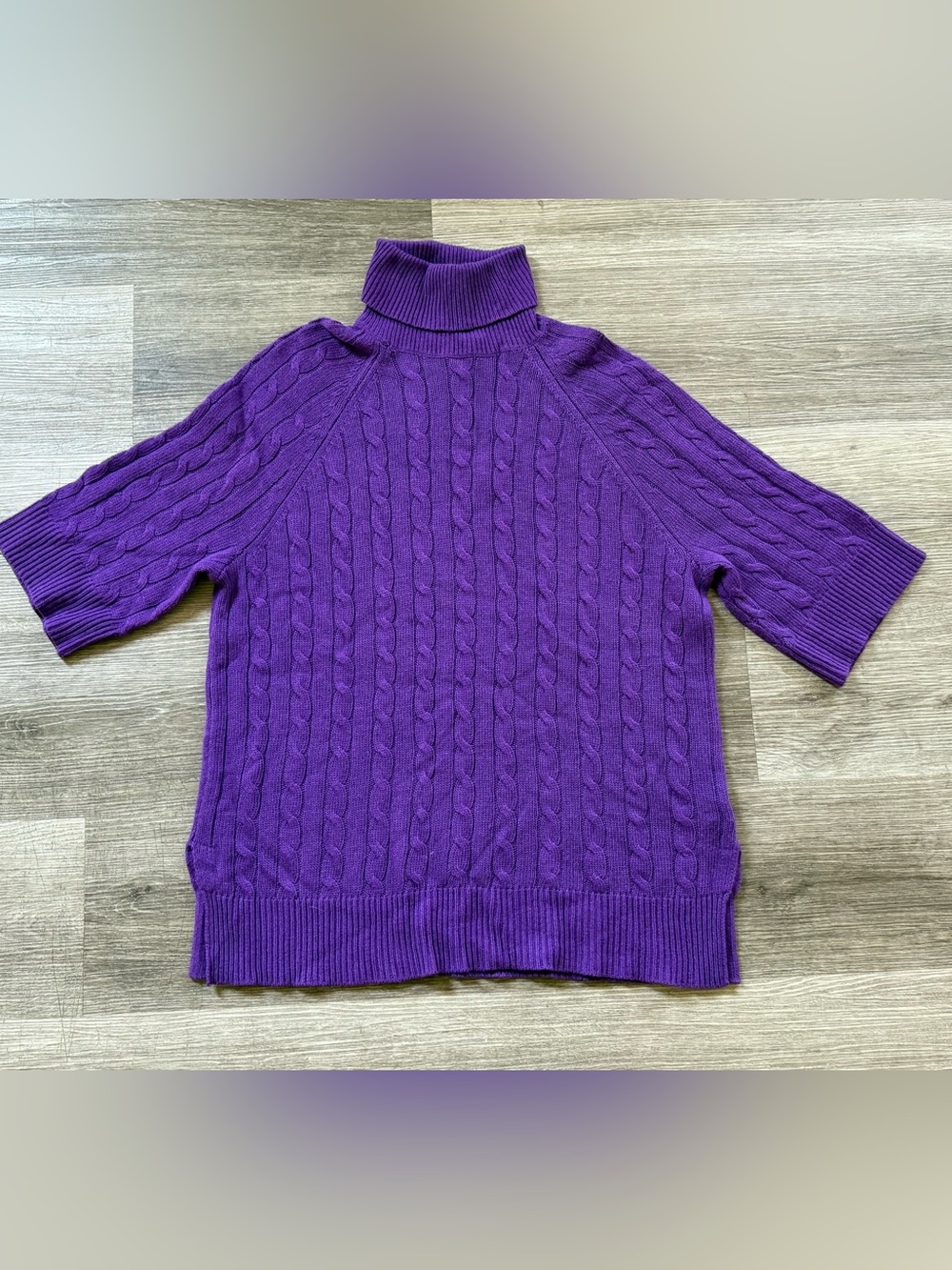 Lauren Ralph Lauren Purple Cable Knit Turtleneck XS